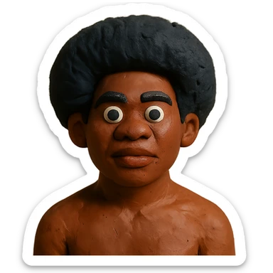 Fijian person with buiniga hairstyle, brown skin sticker