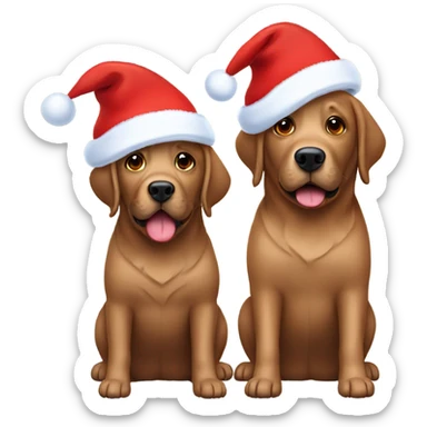 Two brown labs with Santa hats sticker