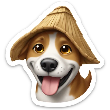 Happy dog with hut sticker