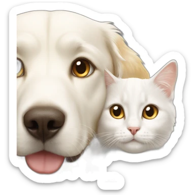 white cat and golden retriever sticker