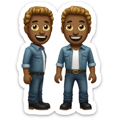  chico blanco con cabello ondulado con camisa negra un collar dorado un jeans de mezclilla negro y Botas chocolates sticker