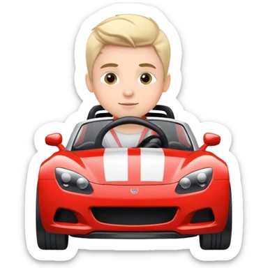 Boy driving a sports car sticker
