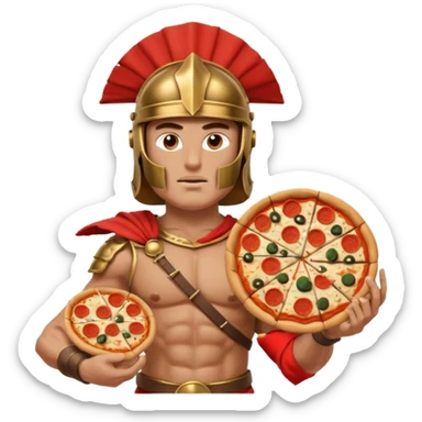 greece ancient warrior with pizza sticker