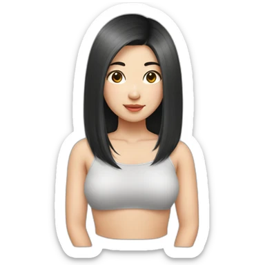 bob hair asian girl chubby sticker