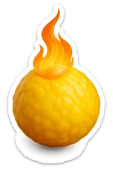 cellula di grasso (adipocita) gialla con fiamma 3d sticker