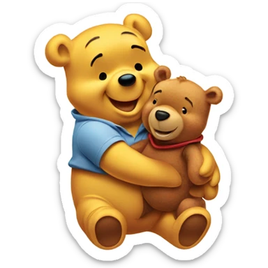 winnie the pooh and his teddy bear sticker