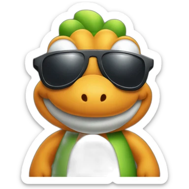yoshi from super mario with sunglasses sticker
