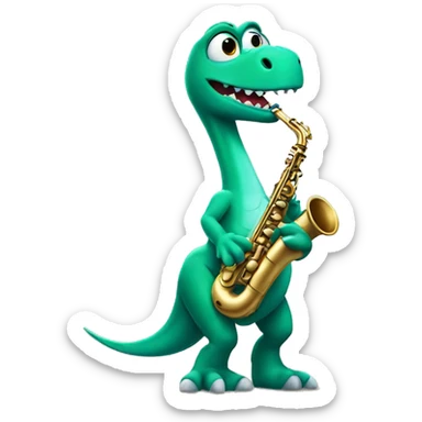 Cute dinosaur playing sax sticker
