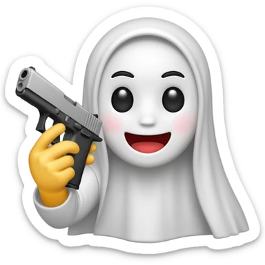 Emoji de Fantasma con glock en la mano sticker