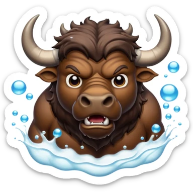 Angry buffalo in the water blowing bubbles  sticker