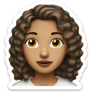Brunette wavy hair girl with full lips straight nose sticker
