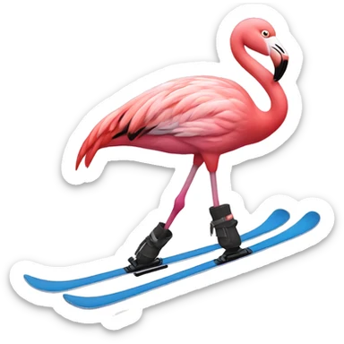 flamingo skiing sticker