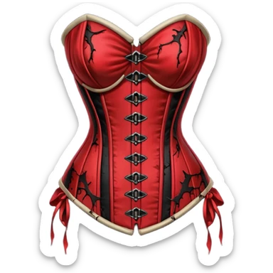 Torn silk corset with dried blood marks, gothic erotic relic sticker