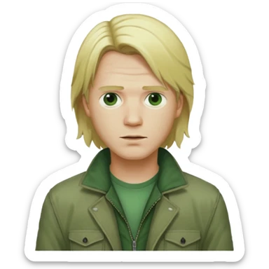 james silent hill a man with blonde long  hair and green jacket sticker
