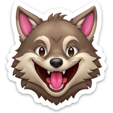 a wolf laughing really hard sticker