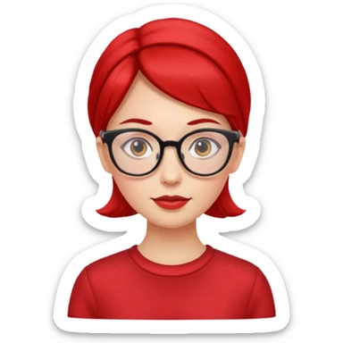 red clothed lady person with eyeglass sticker