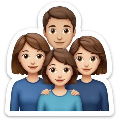 Throuple two women with short wavy brown hair, male with short brown hair sticker