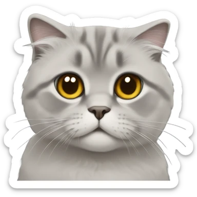 gray scottish fold long-hair cat sticker