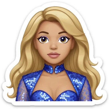 Dinah Jane from Fifth Harmony with long dark blonde hair, periwinkle sequin outfit sticker