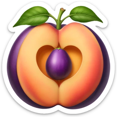 Hole in peach and an eggplant  sticker
