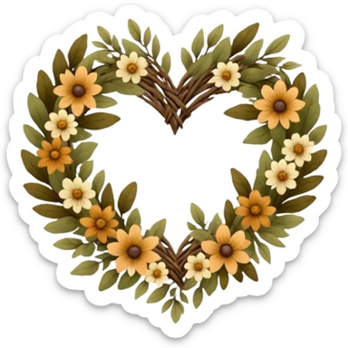 nature wreath heart, boho  sticker