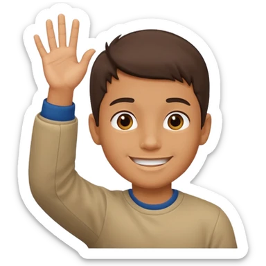 boy raising his hand sticker
