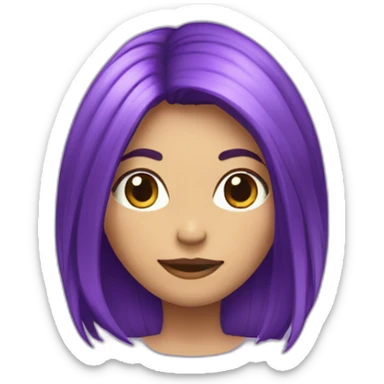 Fille au cheveux violets mi-long qui se tient debout droite en entier  sticker