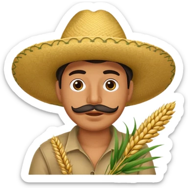 Campechano con una ramita de trigo en la boca sticker