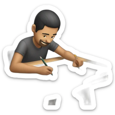 A person drawing on his drawin table sticker