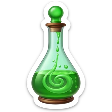 Glass potion bottle with green liquid sticker