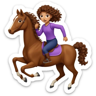  curly tailhorse brown hair girl running sticker