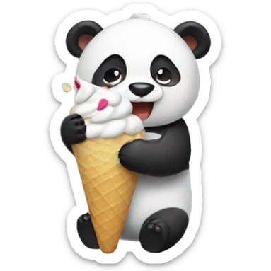 Panda eating ice cream sticker