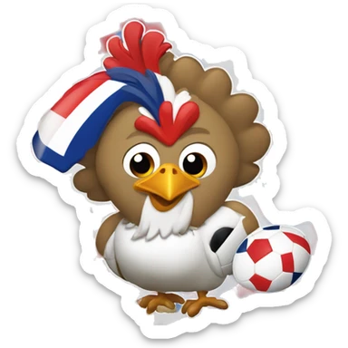 Gallo jugando al rugby con colores de Francia  sticker