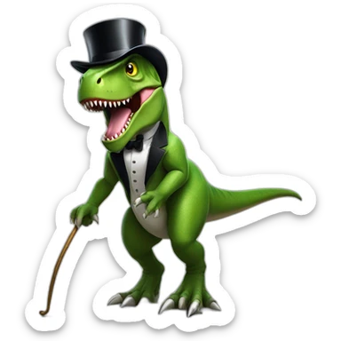 T-Rex with top hat and cane roaring sticker