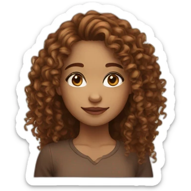 Mixed girl /curly long hair, brown cinnamon color/ with brown eyes  sticker