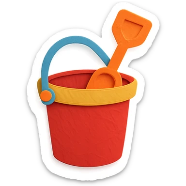 colorful and playful beach bucket and pail in paper-craft style sticker
