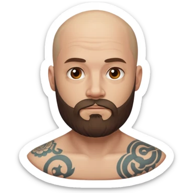 tatooed bearded bald man  sticker