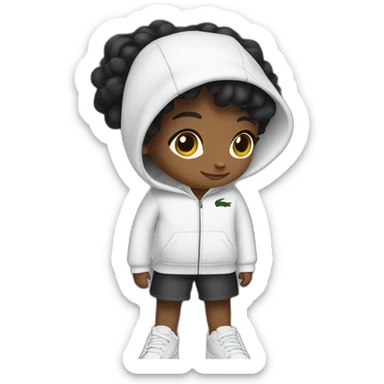 Lacoste tênis black girl with white lacoste hoodie sticker