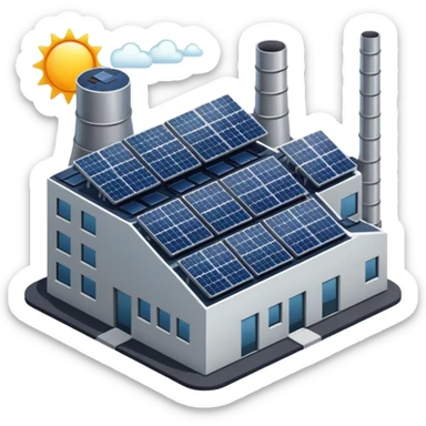 factory with solar panels sticker
