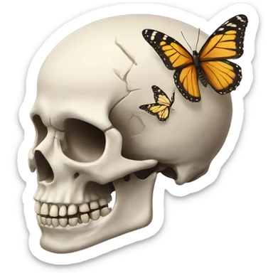 Skull with butterfly  sticker