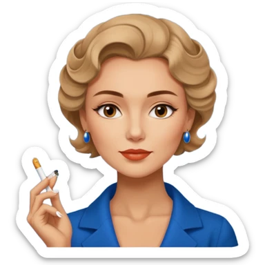 a woman with a slight smile smoking a cigarrette while holding a blue hardcover of Anna Karenina by Liev Tolsoi in a cafeteria full of queer people being nice and ordering specialty coffee from nigeria sticker