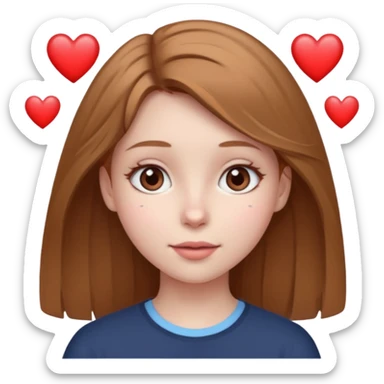 девушка с русыми волосами серыми глазами бледной кожей и сердечками над головой  sticker