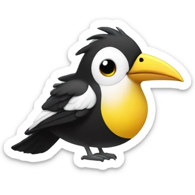 Black and white bird with double yellow beak sticker