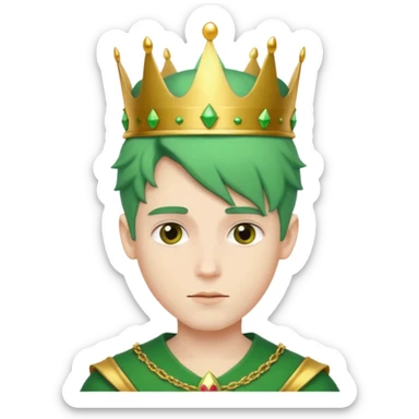royal prince with green hair with crown sticker