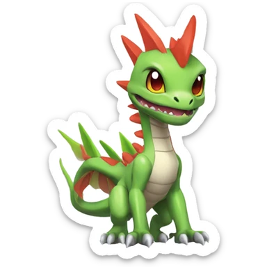 Colorful Edgy Chibi-Greymon-Flygon-Velociraptor-Pokémon sticker
