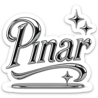 Write "Pınar" in this style, try majesty fonts. Add two or three stars around it so that it looks like this but it has a hand-drawn shape. sticker