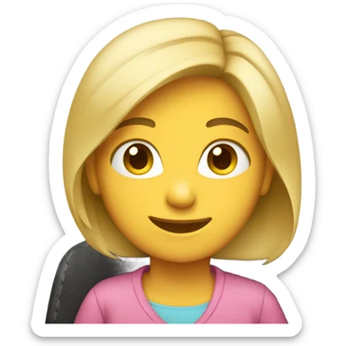 smiling girl in car interior emoji sticker