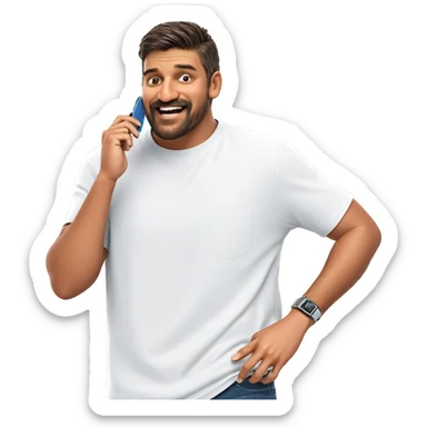 smiling boy with phone sticker