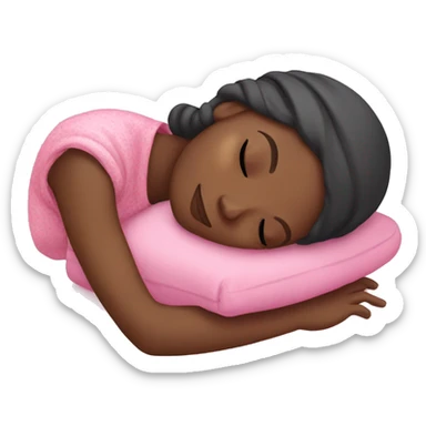 black girl sleeping with pink bonnet sticker