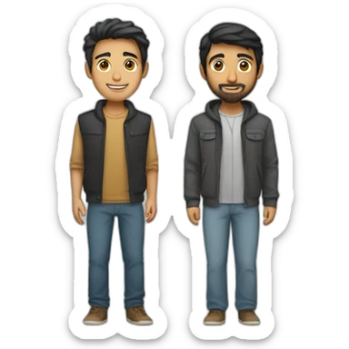 Arab asian and italian male friends standing together sticker